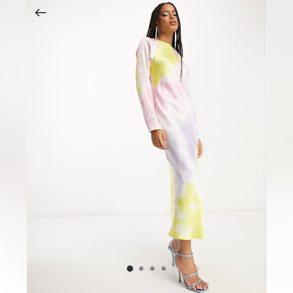 ASOS satin biased maxi dress in marble print